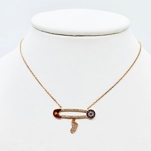 Evil eye with Baby pins necklace rose gold
